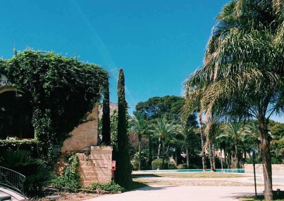 Giardini e vialetti della masseria in Puglia